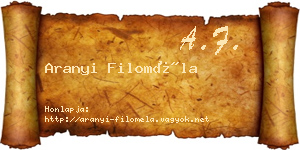 Aranyi Filoméla névjegykártya